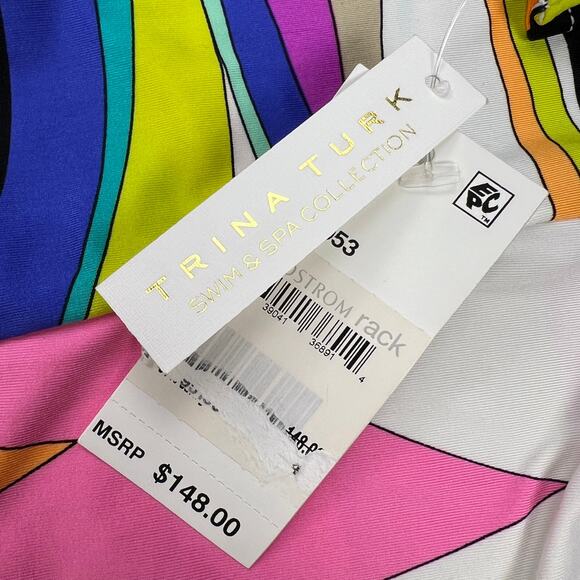 Trina Turk St. Tropez Bright Colorful Batwing Kimono Swim Coverup NEW Size M - Picture 11 of 13